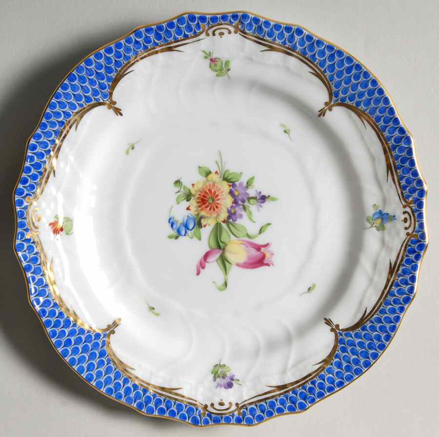 Printemps Blue Border Bread & Butter Plate by Herend-1