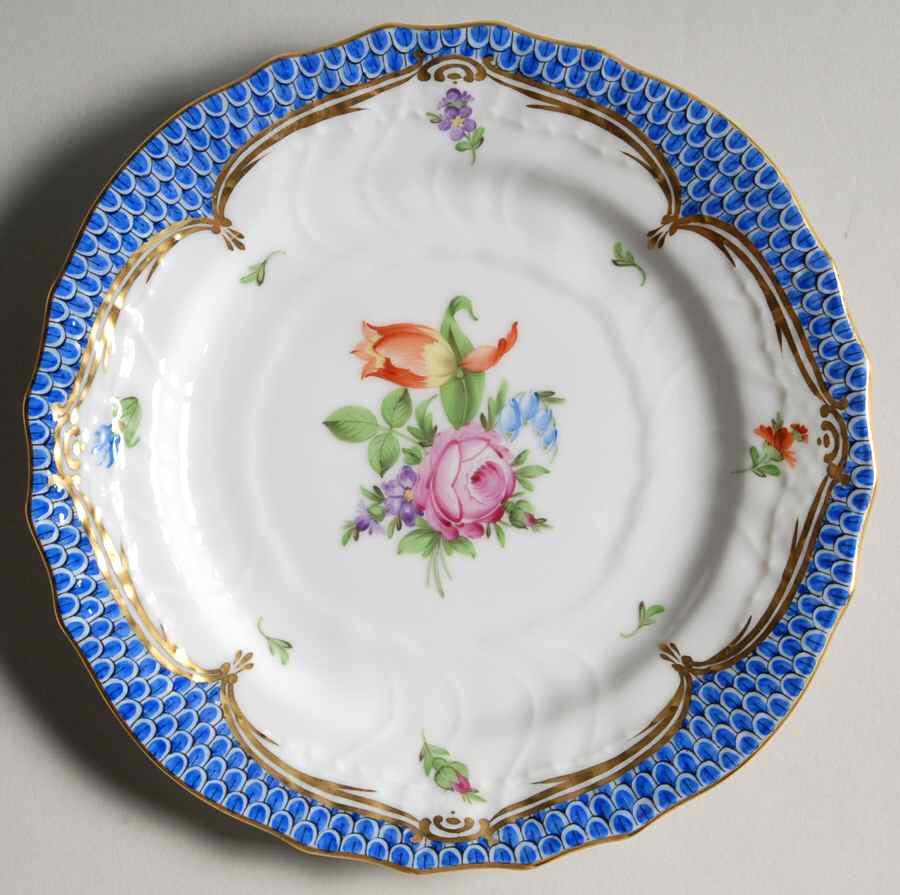 Printemps Blue Border Bread & Butter Plate by Herend-1