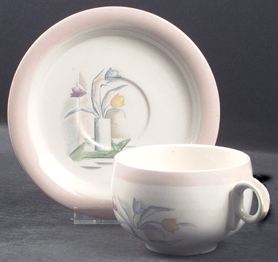 International Footed Cup & Saucer Set by Homer Laughlin -1