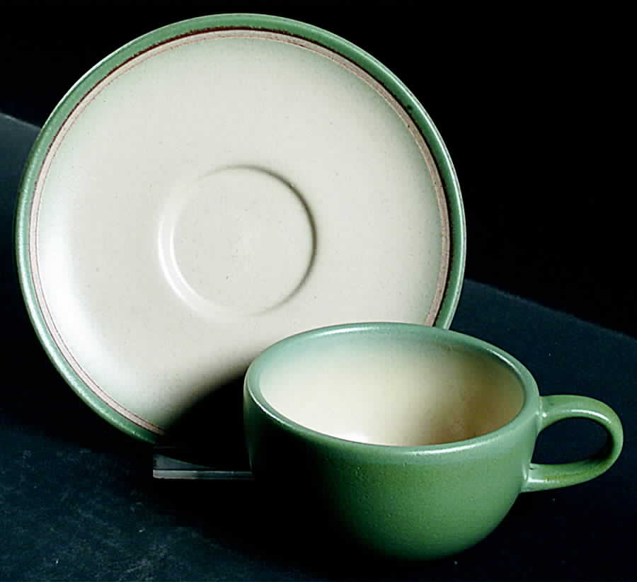 Olivetto (Coupe) Flat Cup & Saucer Set by Heath-1