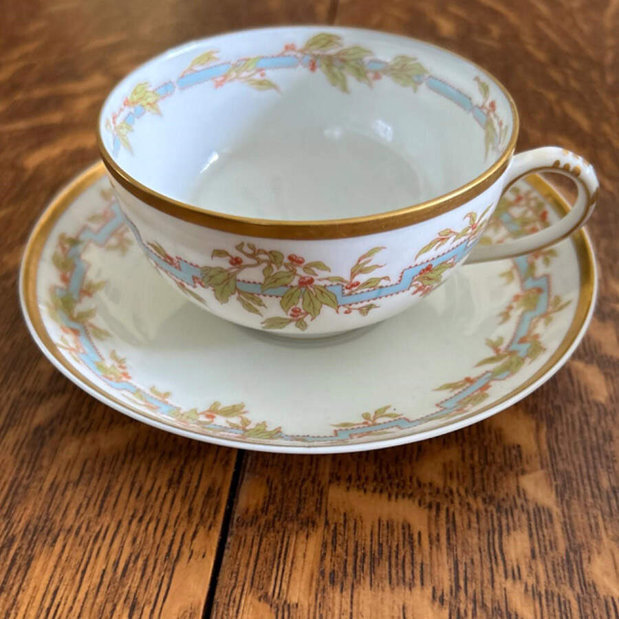 Schleiger 1207a Footed Cup & Saucer Set by Haviland-1