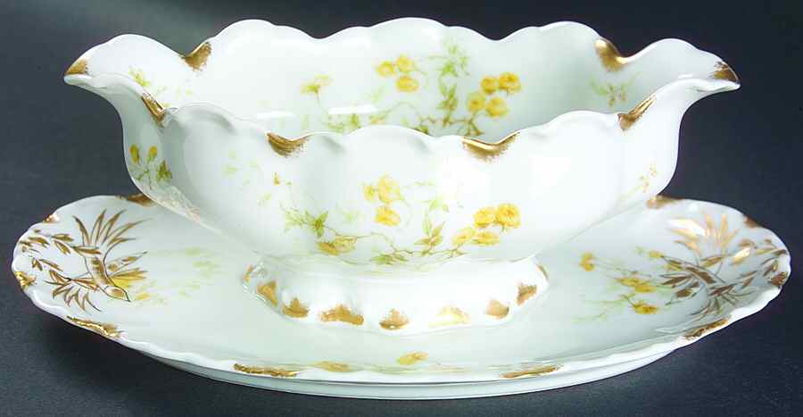 Schleiger 459F Gravy Boat with Attached Underplate by Haviland-1