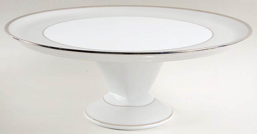 Clair de Lune (No Arches, Gray Matte Rim) 12" Diameter Pedestal Cake Stand by Haviland-1