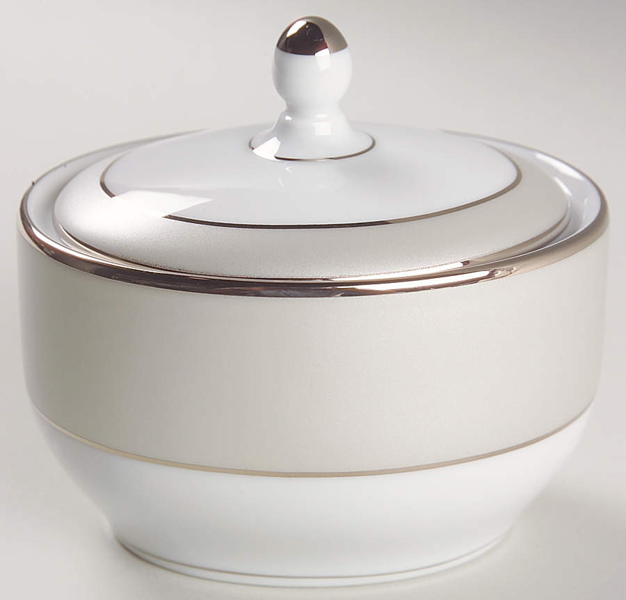 Clair de Lune (No Arches, Gray Matte Rim) Sugar Bowl & Lid by Haviland-1