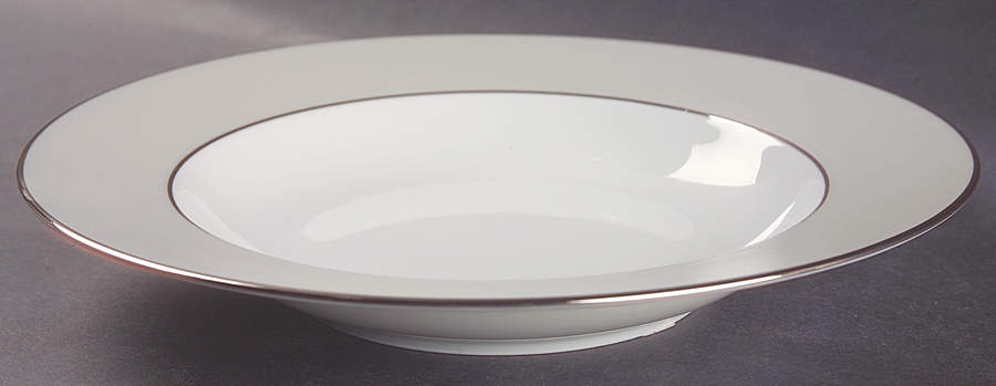 Clair de Lune (No Arches, Gray Matte Rim) Large Rim Soup Bowl by Haviland-1