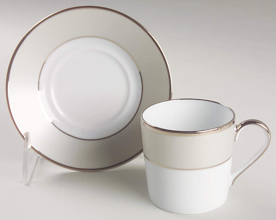Clair de Lune (No Arches, Gray Matte Rim) Flat Demitasse Cup & Saucer Set by Haviland-1