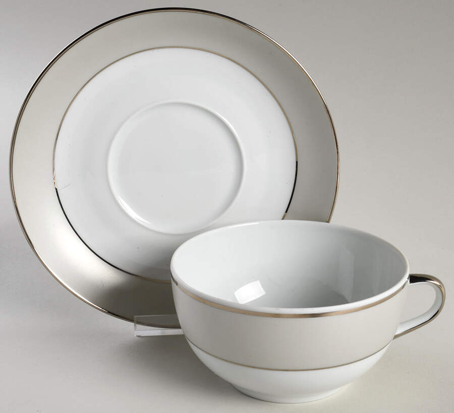 Clair de Lune (No Arches, Gray Matte Rim) Cappuccino Cup & Saucer Set by Haviland-1