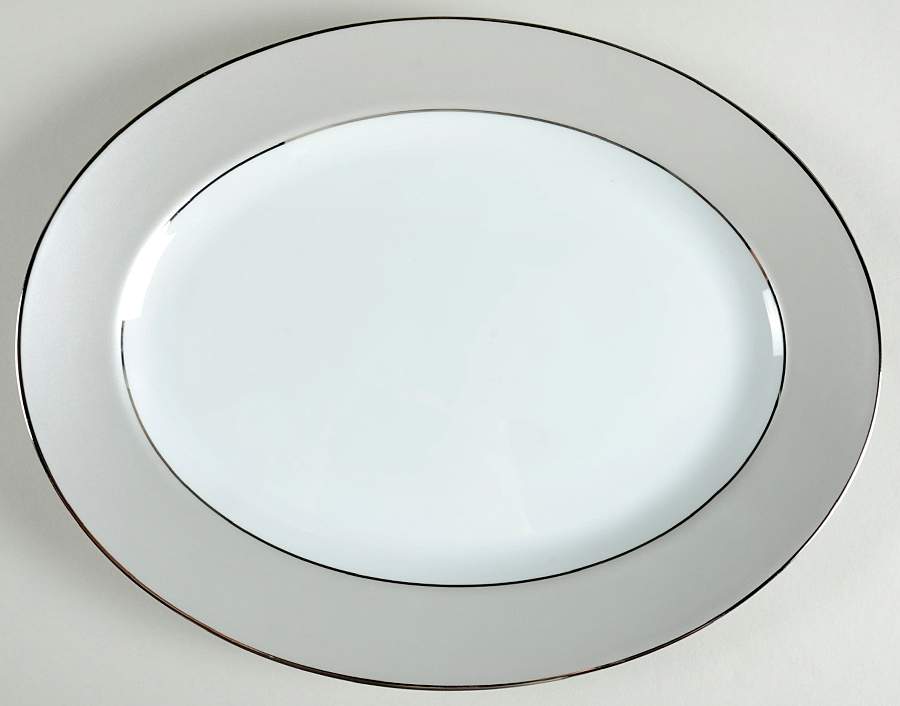 Clair de Lune (No Arches, Gray Matte Rim) 13" Oval Serving Platter by Haviland-1