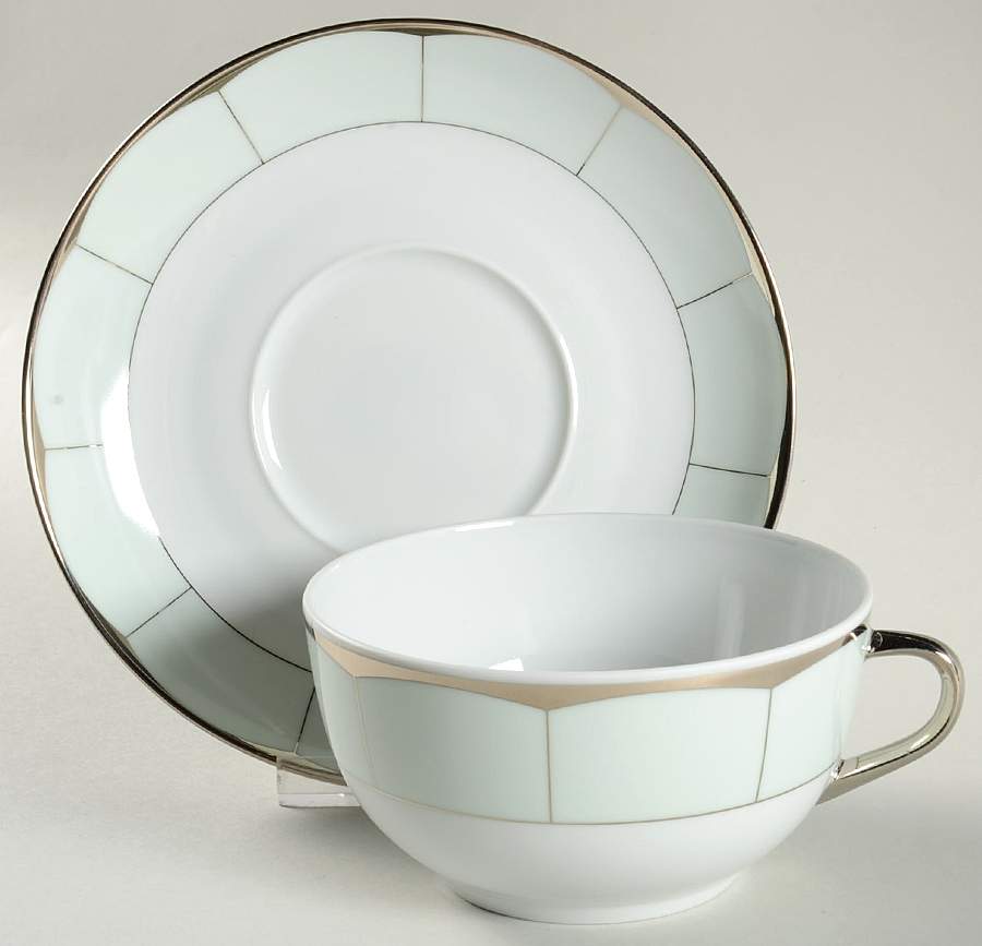 Illusion Celadon (Menthe) Cappuccino Cup & Saucer Set by Haviland-1