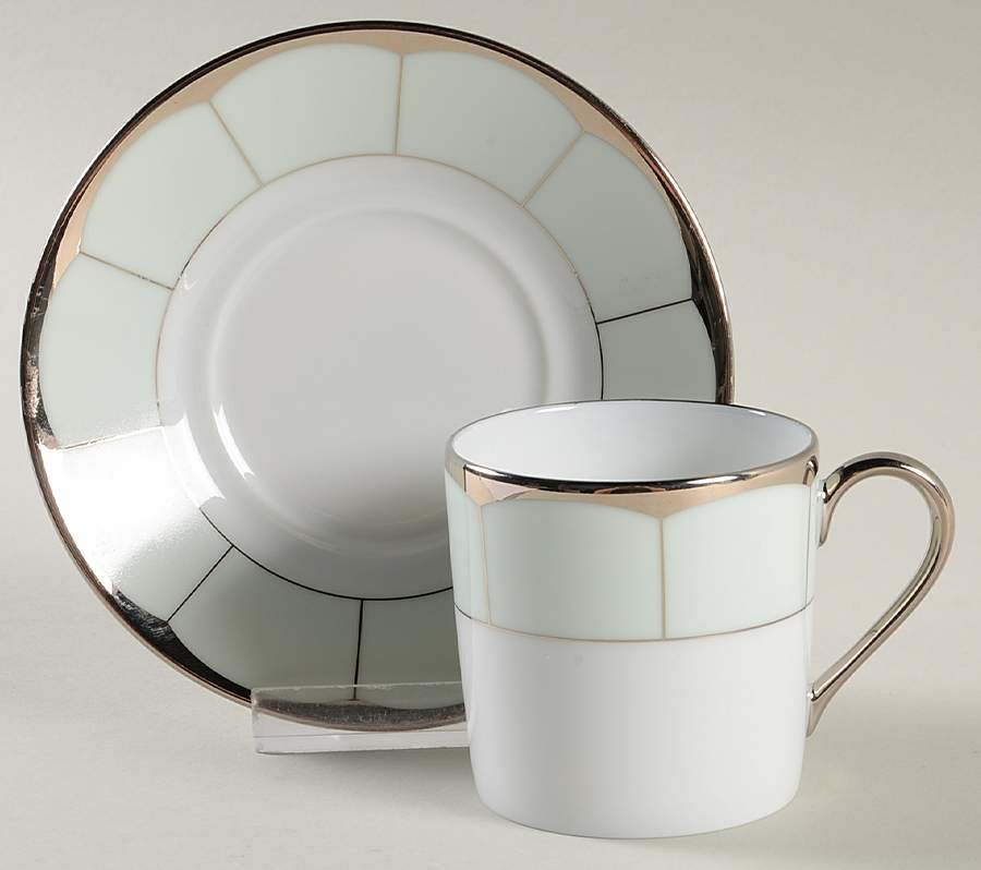 Illusion Celadon (Menthe) Flat Demitasse Cup & Saucer Set by Haviland-1