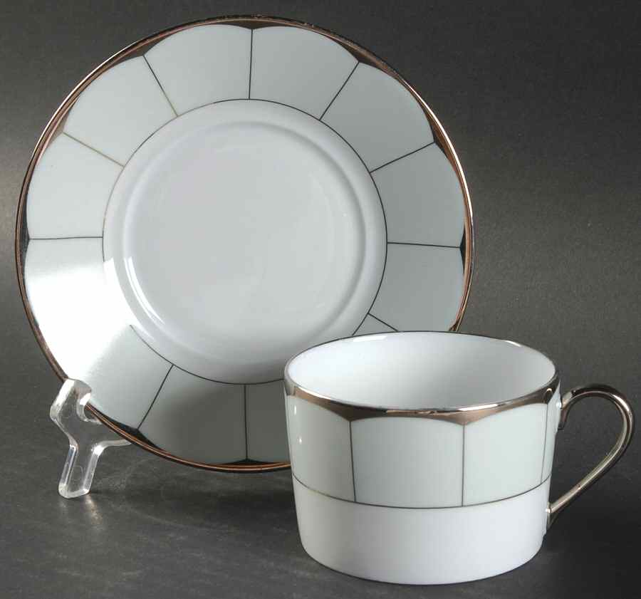 Illusion Celadon (Menthe) Flat Cup & Saucer Set by Haviland-1