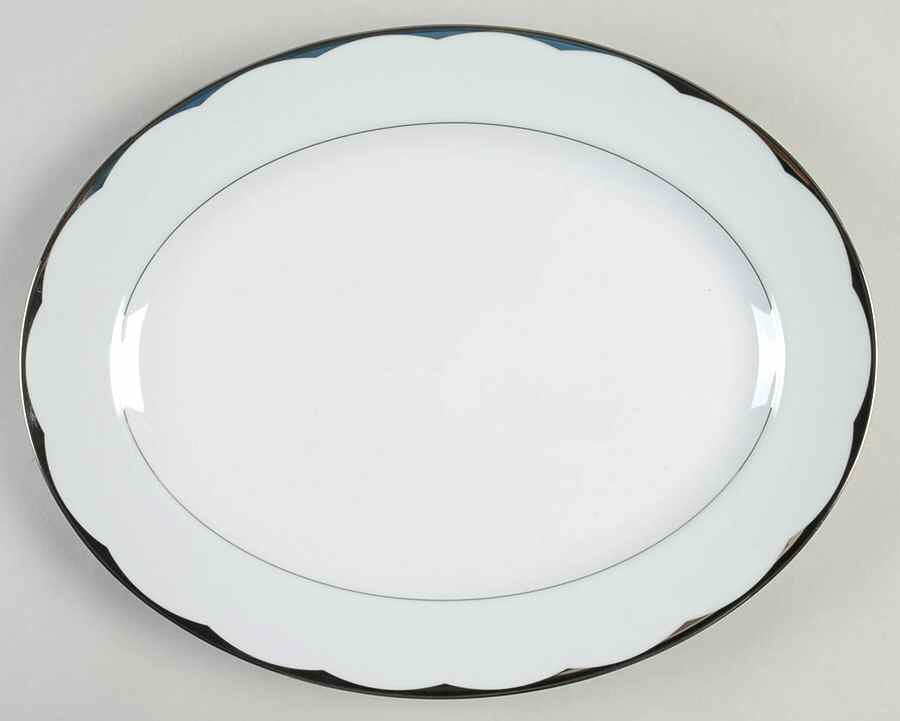 Illusion Celadon (Menthe) 13" Oval Serving Platter by Haviland-1