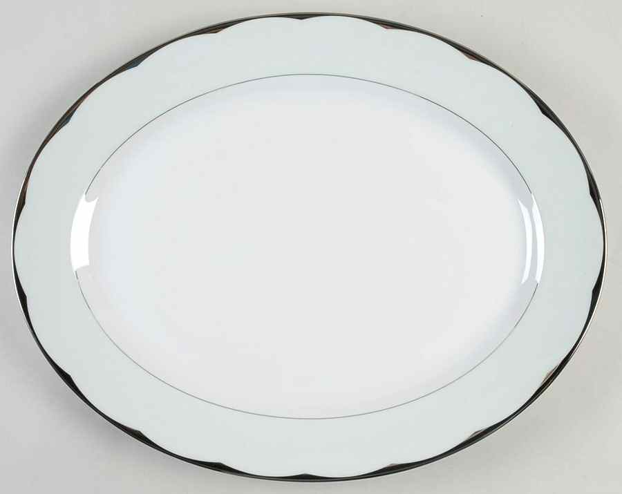Illusion Celadon (Menthe) 15" Oval Serving Platter by Haviland-1