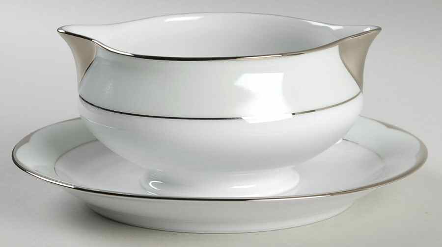 Illusion Celadon (Menthe) Gravy Boat with Attached Underplate by Haviland-1