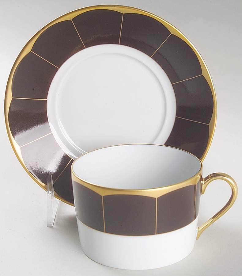 Illusion Chocolat Flat Cup & Saucer Set by Haviland-1