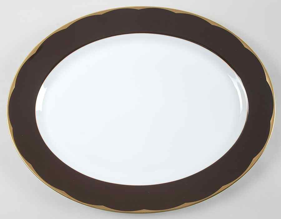 Illusion Chocolat 15" Oval Serving Platter by Haviland-1