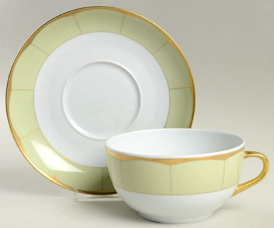 Illusion Endive (Anis) Cappuccino Cup & Saucer Set by Haviland-1