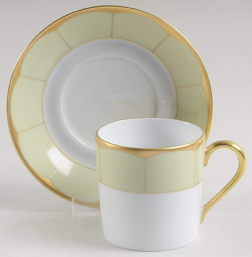 Illusion Endive (Anis) Flat Demitasse Cup & Saucer Set by Haviland-1