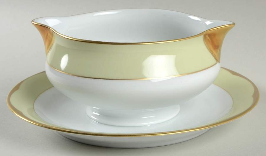 Illusion Endive (Anis) Gravy Boat with Attached Underplate by Haviland-1