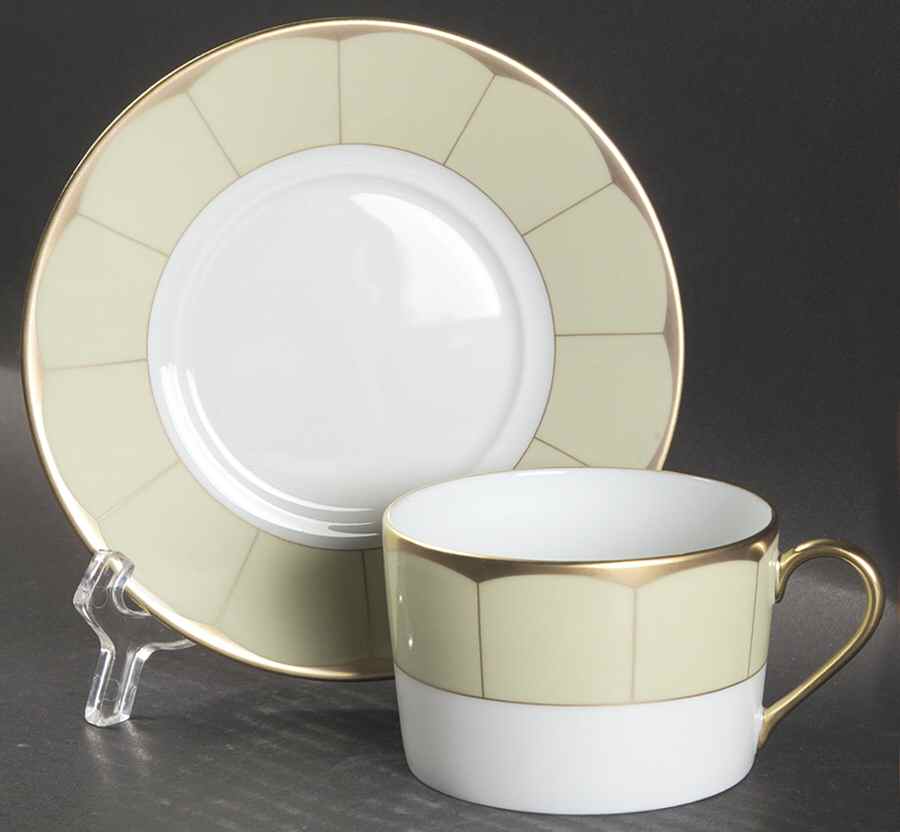 Illusion Endive (Anis) Flat Cup & Saucer Set by Haviland-1