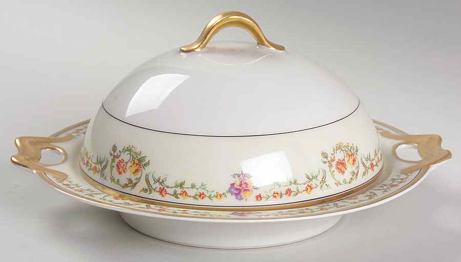Schleiger 534C Round Covered Butter with Strainer by Haviland-1