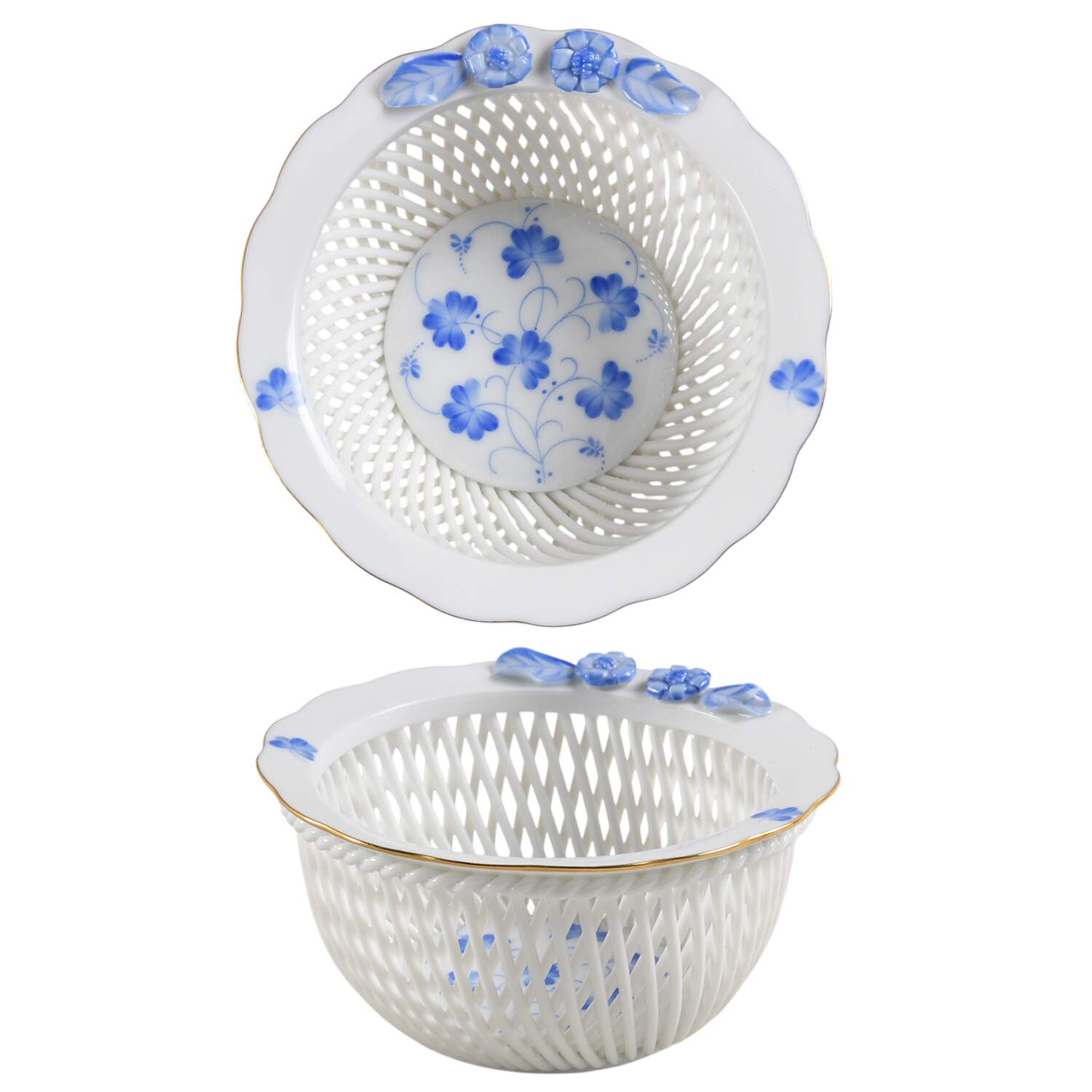 Rachael (Newer) 4" Small Round Open Weave Basket by Herend-1