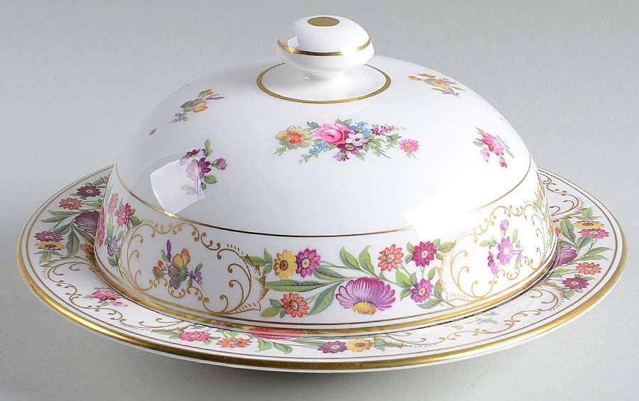 Dresden Sprays (Smooth) Round Covered Butter by Hammersley-1