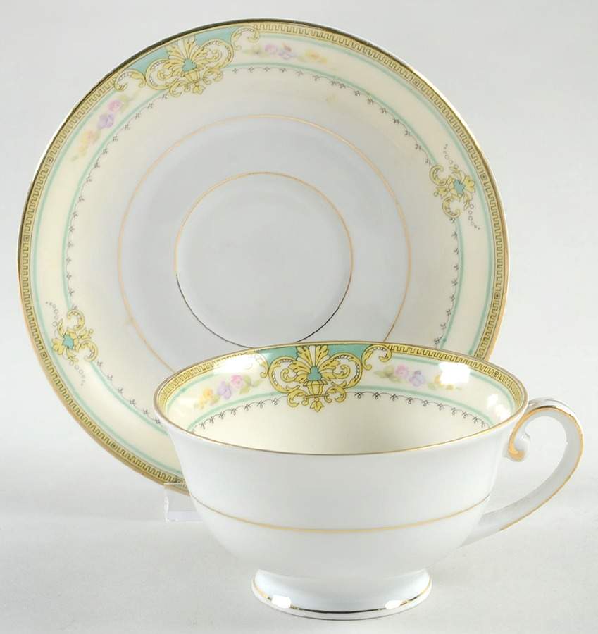 HWC14 Footed Cup & Saucer Set by HW (Germany, Czech)-1
