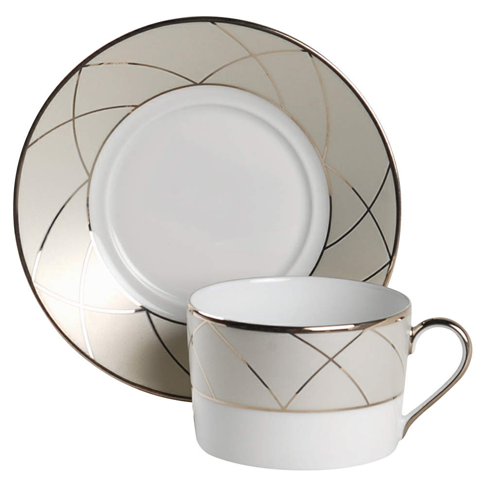 Clair De Lune (Platinum Arches) Flat Cup & Saucer Set by Haviland-1