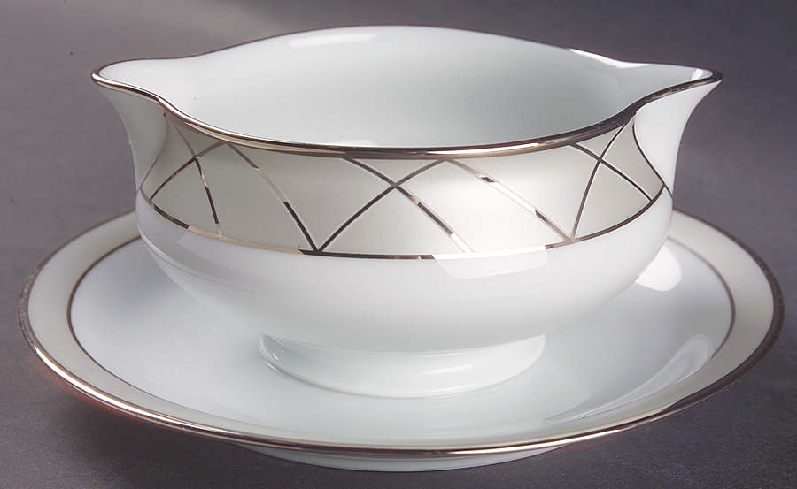 Clair De Lune (Platinum Arches) Gravy Boat with Attached Underplate by Haviland-1