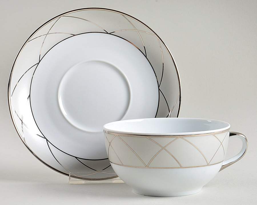 Clair De Lune (Platinum Arches) Cappuccino Cup & Saucer Set by Haviland-1