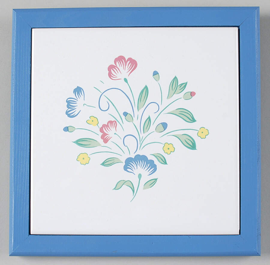 Floral Expressions (Japan, Floral Center) Wood Frame Trivet by Hearthside-1