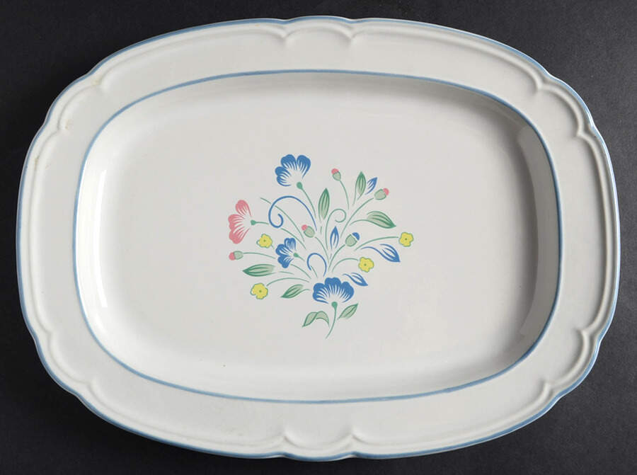 Floral Expressions (Japan, Floral Center) 12" Oval Serving Platter by Hearthside-1