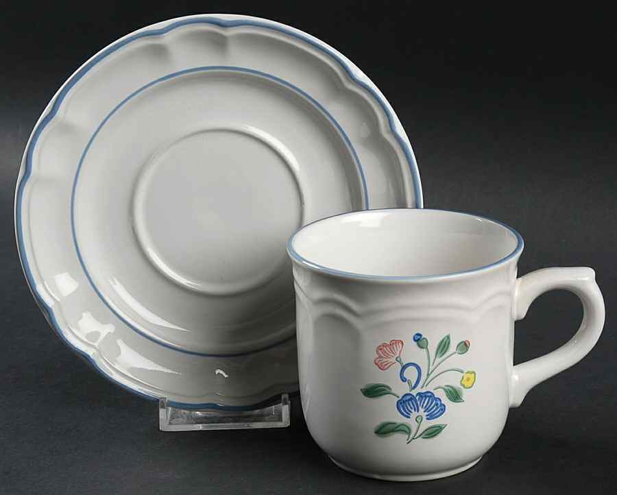 Floral Expressions (Japan, Floral Center) Flat Cup & Saucer Set by Hearthside-1