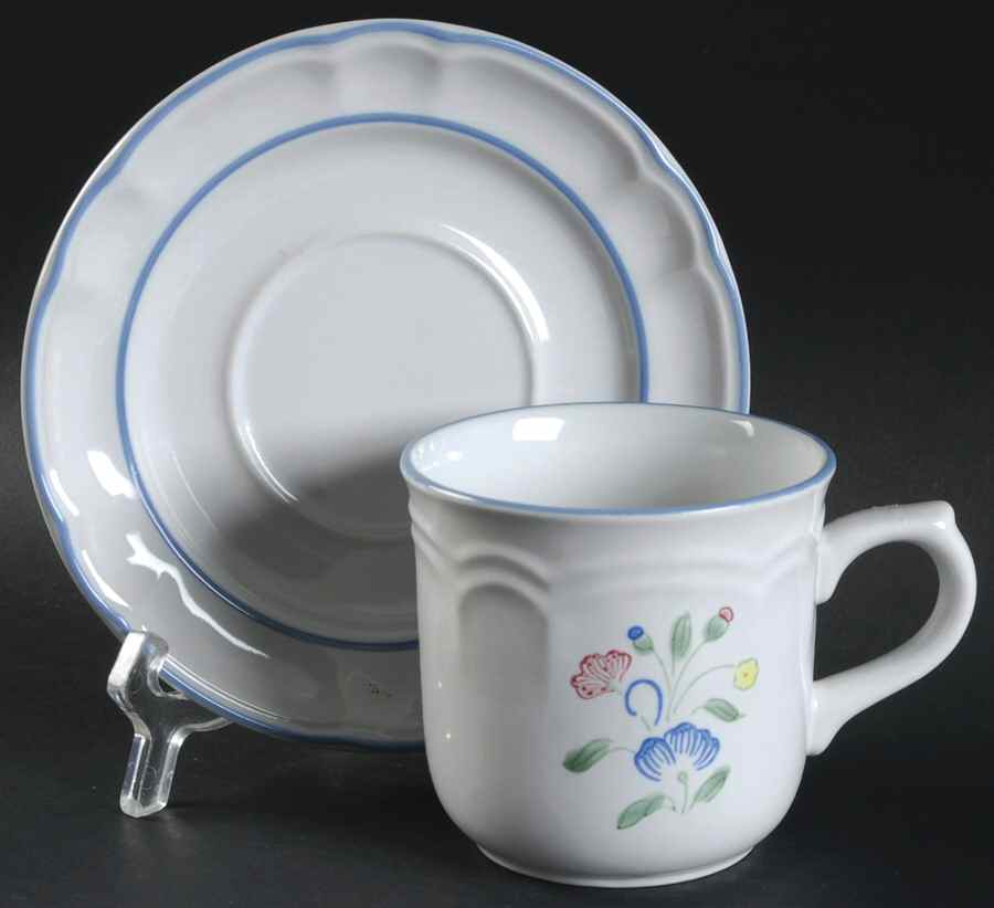 Floral Expressions(Mexico, Floral Center) Flat Cup & Saucer Set by Hearthside-1