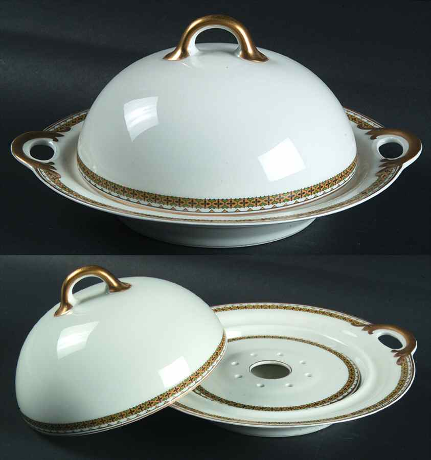 Schleiger 997 Round Covered Butter with Strainer by Haviland-1