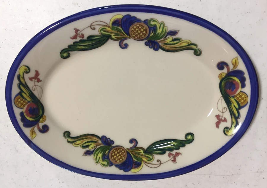 Rosemaling Blue 9" Oval Serving Platter by Homer Laughlin -1