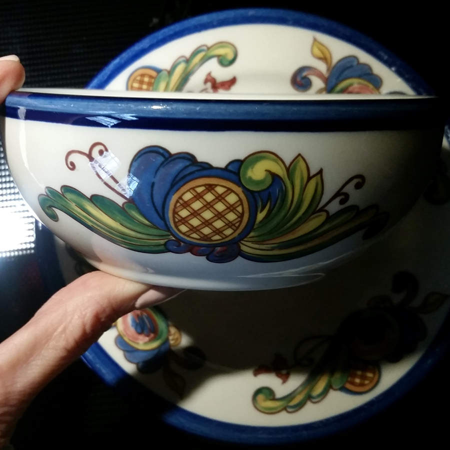 Rosemaling Blue Fruit/Dessert (Sauce) Bowl by Homer Laughlin -1