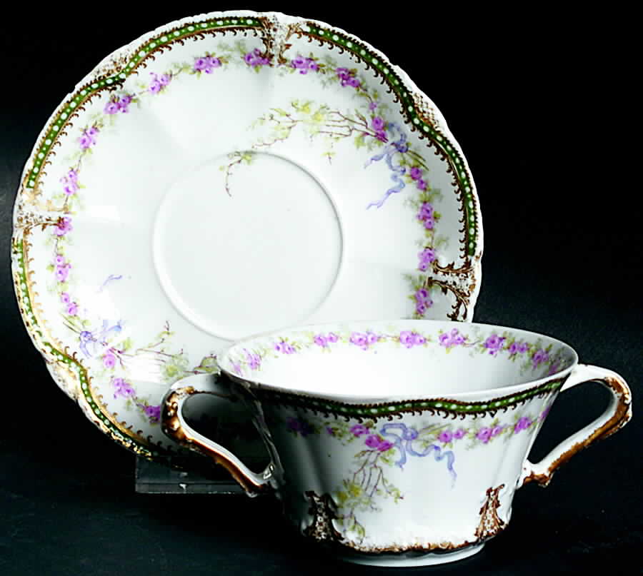 Schleiger 1056 Flat Bouillon Cup & Saucer by Haviland-1