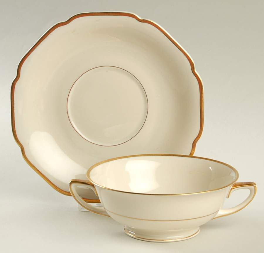 HC546(CREAM) Footed Cream Soup Bowl & Saucer Set by Heinrich - H&C-1