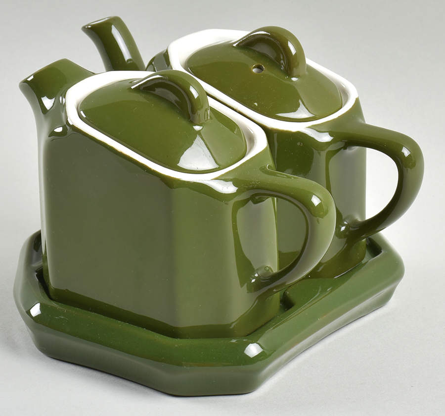 FOREST GREEN Tea for Two Set & Tray by Hall-1