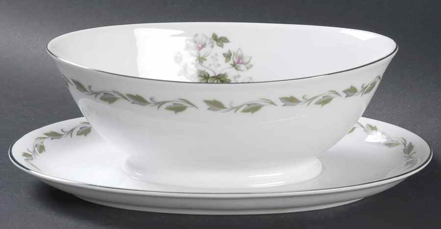 Irene Gravy Boat with Attached Underplate by Hira China-1