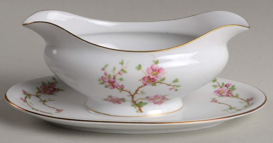 Cherry Blossom Gravy Boat with Attached Underplate by Hutschenreuther-1