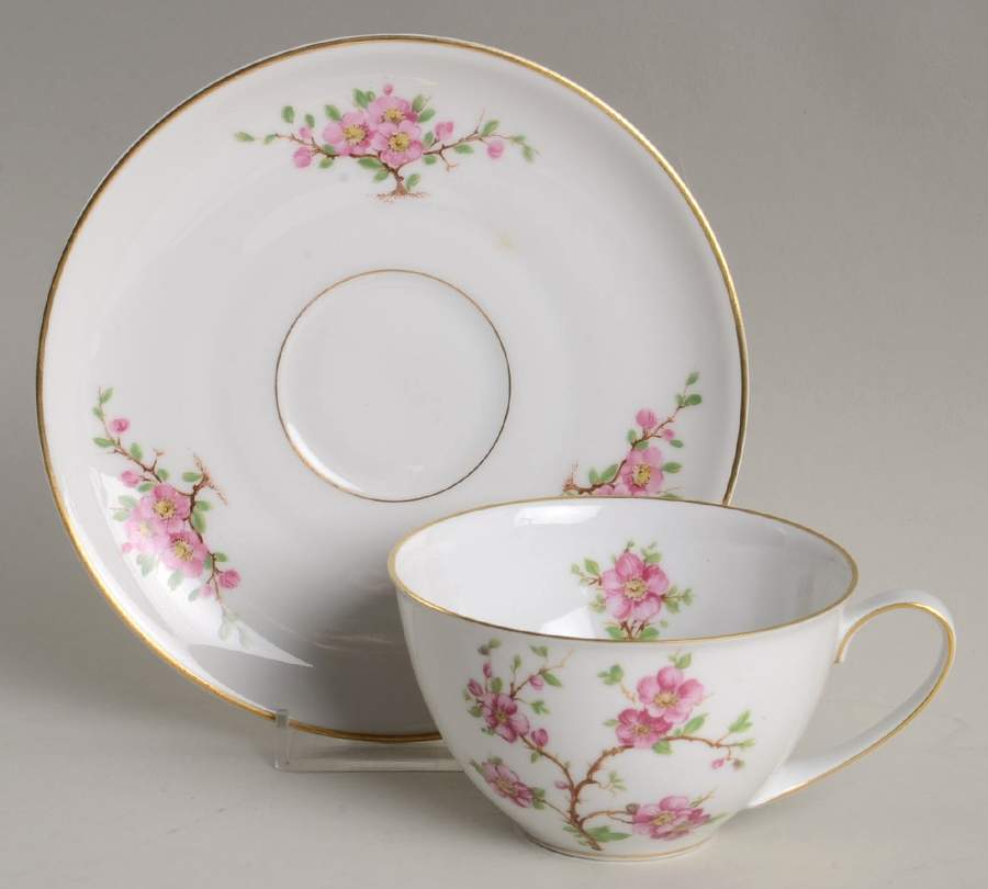 Cherry Blossom Flat Cup & Saucer Set by Hutschenreuther-1