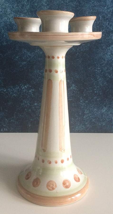 Pear and Grape Pink Three Light Candlestick by M A Hadley-1
