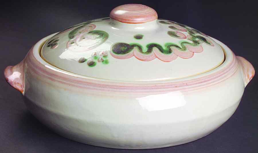 Pear and Grape Pink 2 Qt Round Covered Casserole by M A Hadley-1