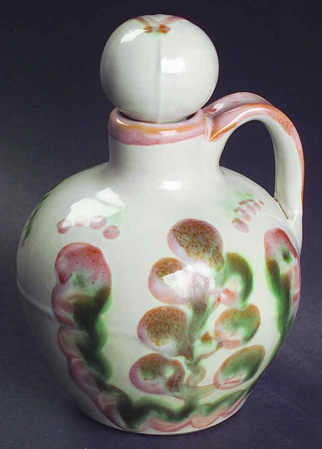 Pear and Grape Pink Vinegar Cruet and Stopper by M A Hadley-1