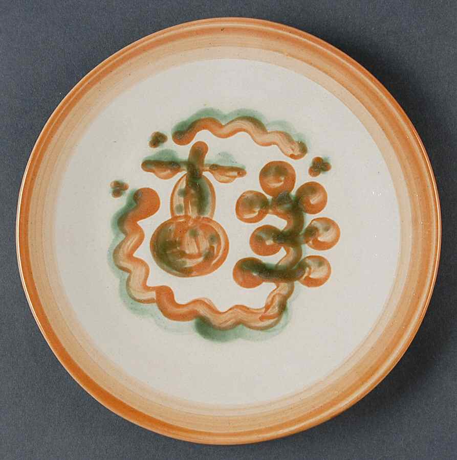 Pear and Grape Pink Salad/Dessert Plate by M A Hadley-1