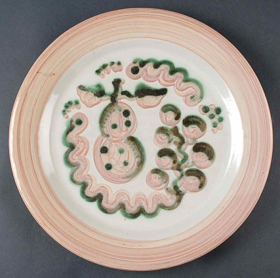 Pear and Grape Pink 12" Chop Plate (Round Platter) by M A Hadley-1