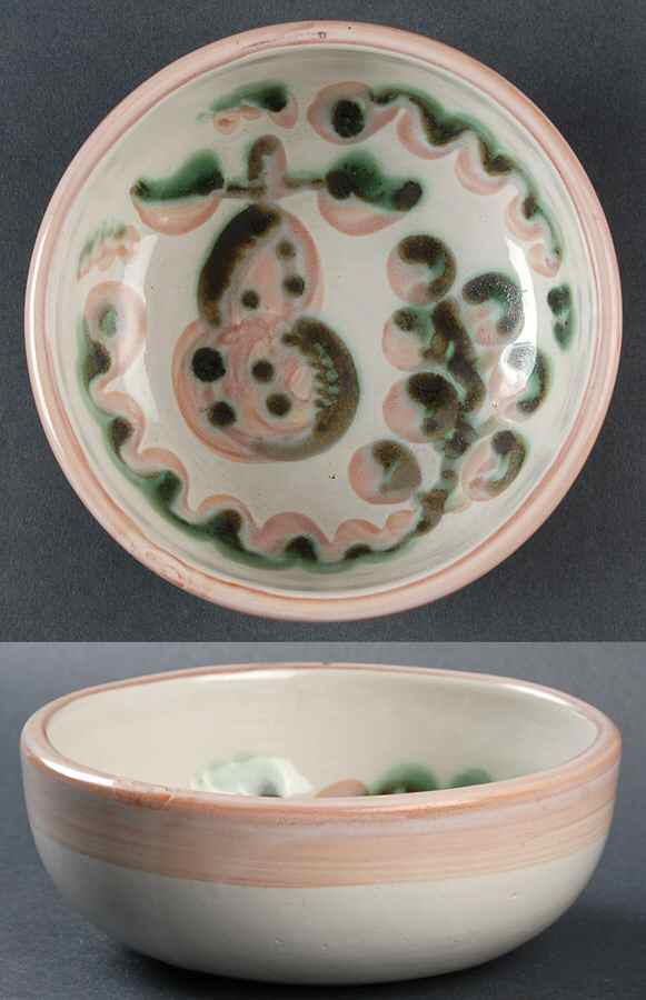 Pear and Grape Pink Coupe Cereal Bowl by M A Hadley-1